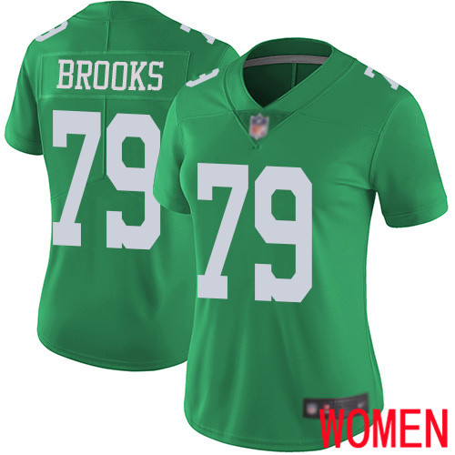 Women Philadelphia Eagles 79 Brandon Brooks Limited Green Rush Vapor Untouchable NFL Jersey Football